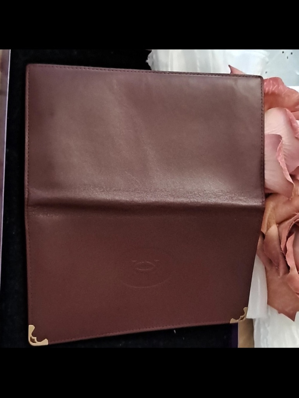Cartier Burgundy leather long wallet  Gold Corner Accents Credit Card - Picture 6 of 12